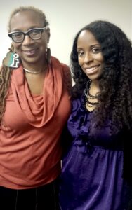 Dr. Carla with Dr. Kimberlé Crenshaw following the Town Hall on the Experiences of Black Girls in Schools in Atlanta, January 2014.